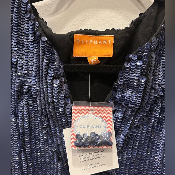 Oliphant Sequin V Neck Blouse with Button Detail at the Sleeve - Picture 3 of 7